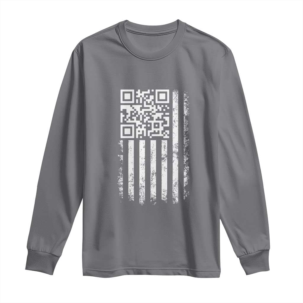 Funny QR Scan Me Trump Dancing Long Sleeve Shirt Mr President 45 47 TS02 Charcoal Print Your Wear