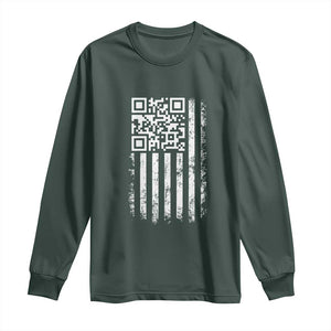 Funny QR Scan Me Trump Dancing Long Sleeve Shirt Mr President 45 47 TS02 Dark Forest Green Print Your Wear