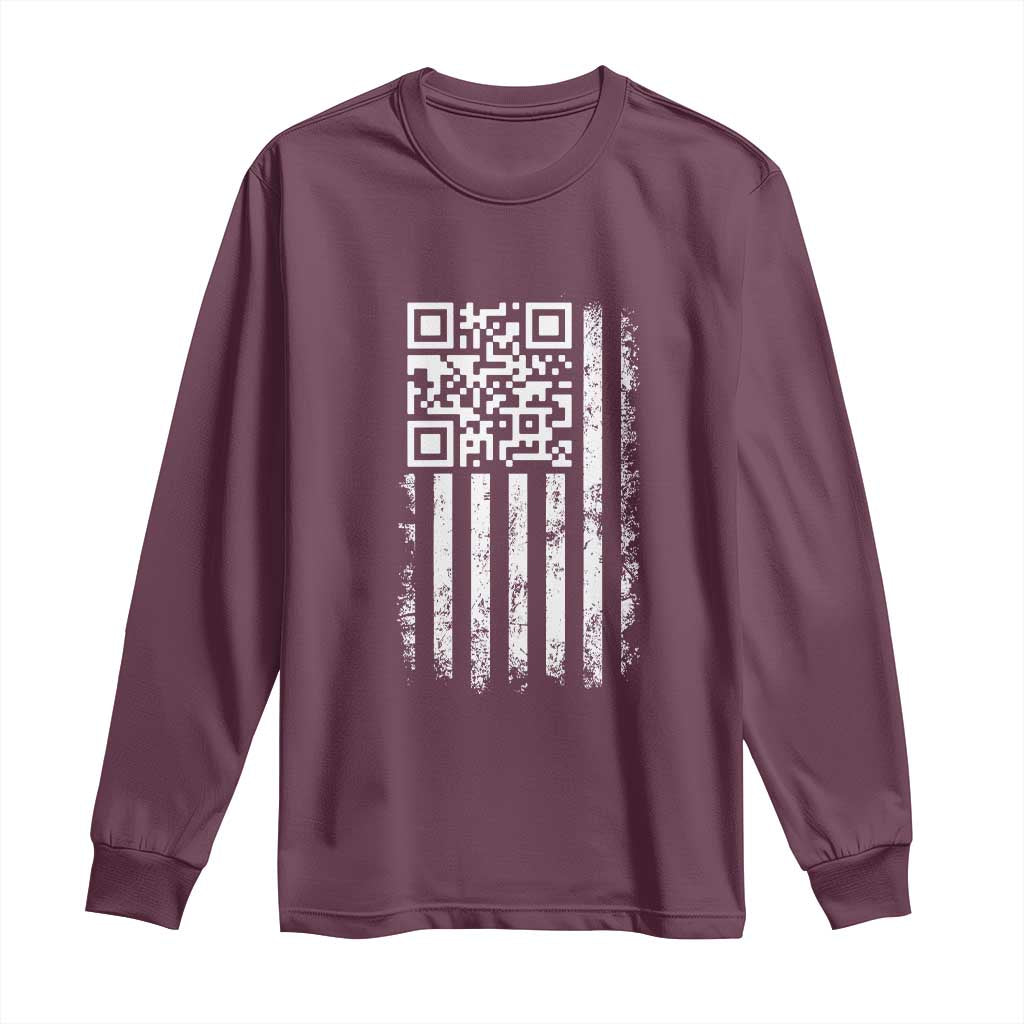 Funny QR Scan Me Trump Dancing Long Sleeve Shirt Mr President 45 47 TS02 Maroon Print Your Wear