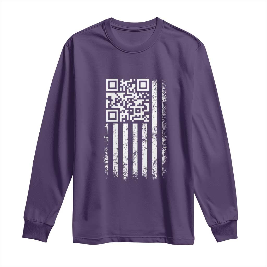Funny QR Scan Me Trump Dancing Long Sleeve Shirt Mr President 45 47 TS02 Purple Print Your Wear
