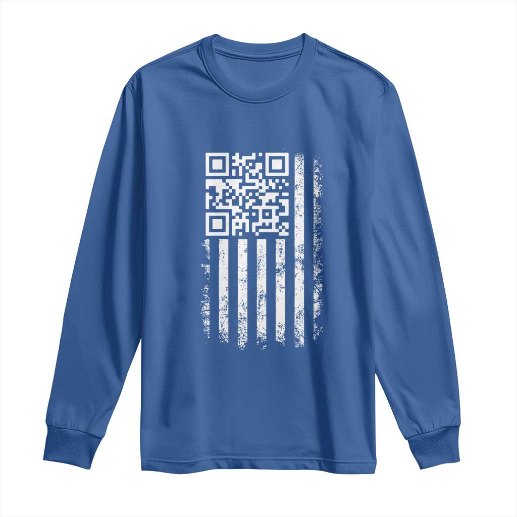 Funny QR Scan Me Trump Dancing Long Sleeve Shirt Mr President 45 47 TS02 Royal Blue Print Your Wear