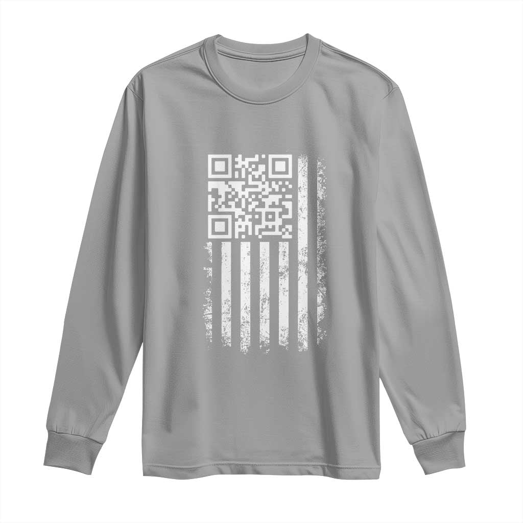 Funny QR Scan Me Trump Dancing Long Sleeve Shirt Mr President 45 47 TS02 Sport Gray Print Your Wear