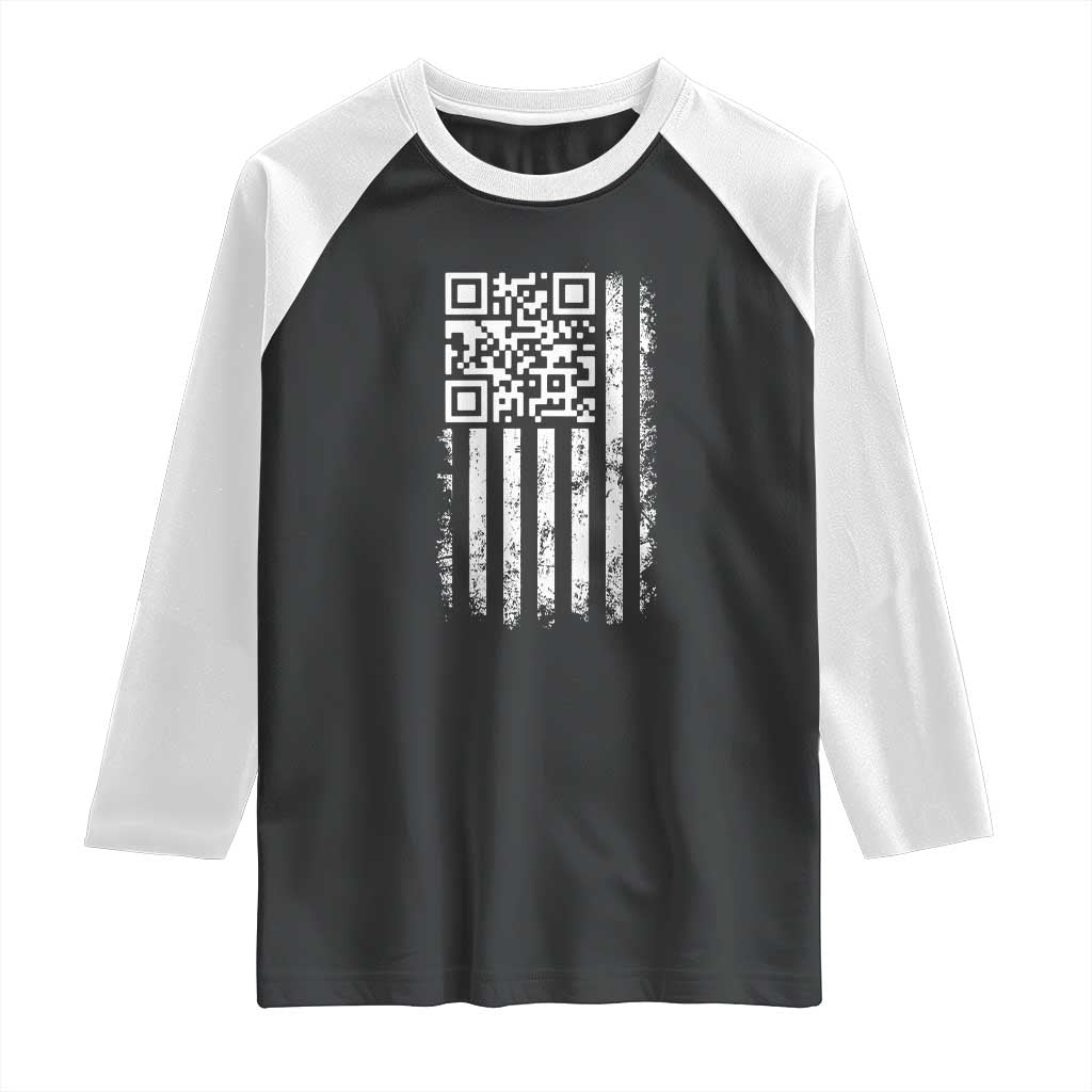 Funny QR Scan Me Trump Dancing Raglan Shirt Mr President 45 47 TS02 Black White Print Your Wear