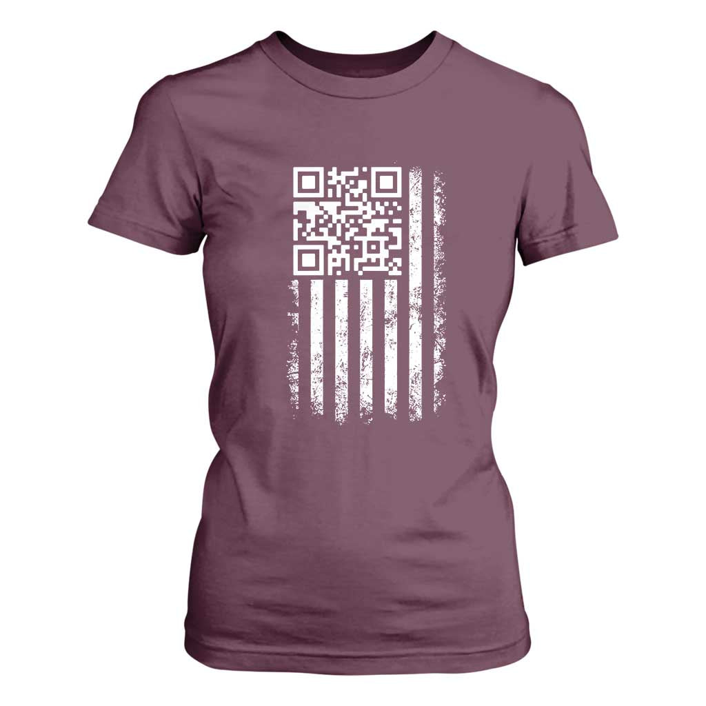 Funny QR Scan Me Trump Dancing T Shirt For Women Mr President 45 47 TS02 Maroon Print Your Wear