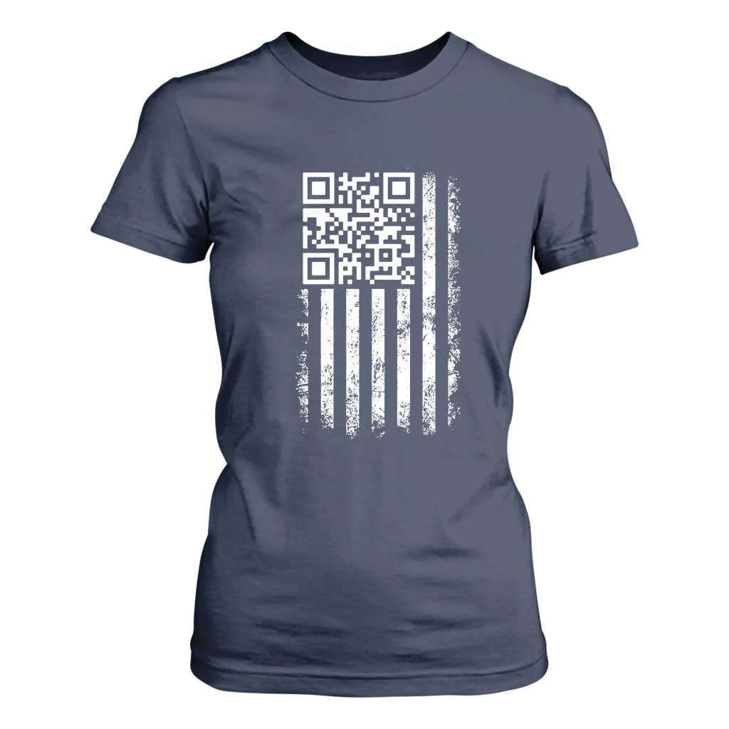 Funny QR Scan Me Trump Dancing T Shirt For Women Mr President 45 47 TS02 Navy Print Your Wear
