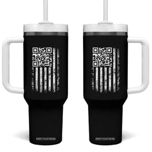 Funny QR Scan Me Trump Dancing Tumbler With Handle Mr President 45 47 TS02 One Size: 40 oz Black Print Your Wear