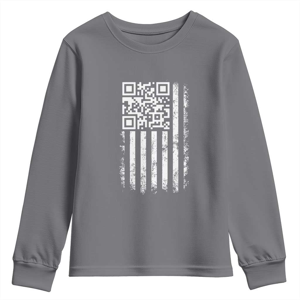 Funny QR Scan Me Trump Dancing Youth Sweatshirt Mr President 45 47 TS02 Charcoal Print Your Wear
