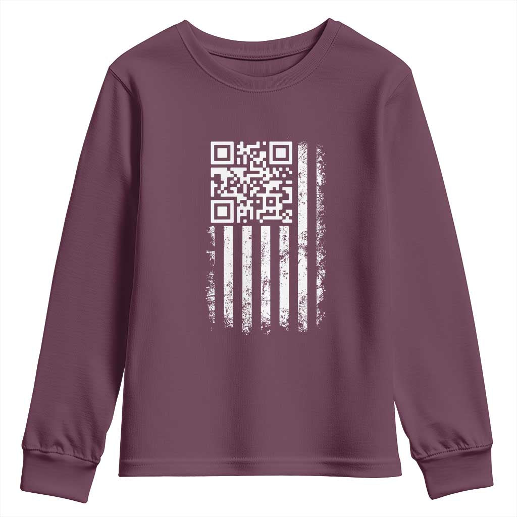 Funny QR Scan Me Trump Dancing Youth Sweatshirt Mr President 45 47 TS02 Maroon Print Your Wear