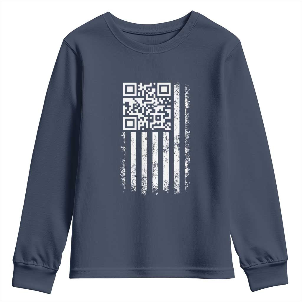 Funny QR Scan Me Trump Dancing Youth Sweatshirt Mr President 45 47 TS02 Navy Print Your Wear