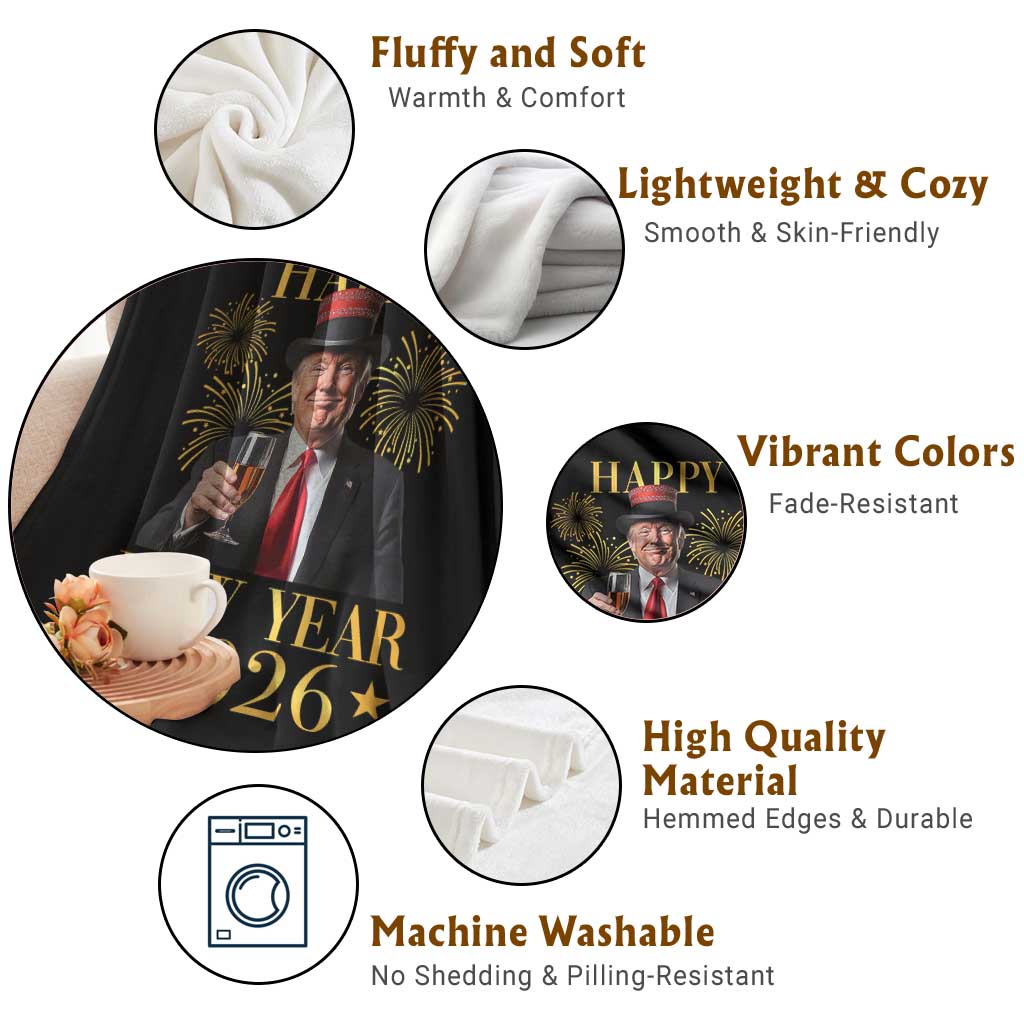 Trump Happy New Year 2026 Throw Blanket New America Golden Age TS02 Print Your Wear