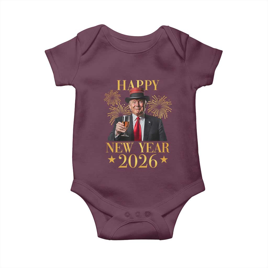 Trump Happy New Year 2026 Baby Onesie New America Golden Age TS02 Maroon Print Your Wear