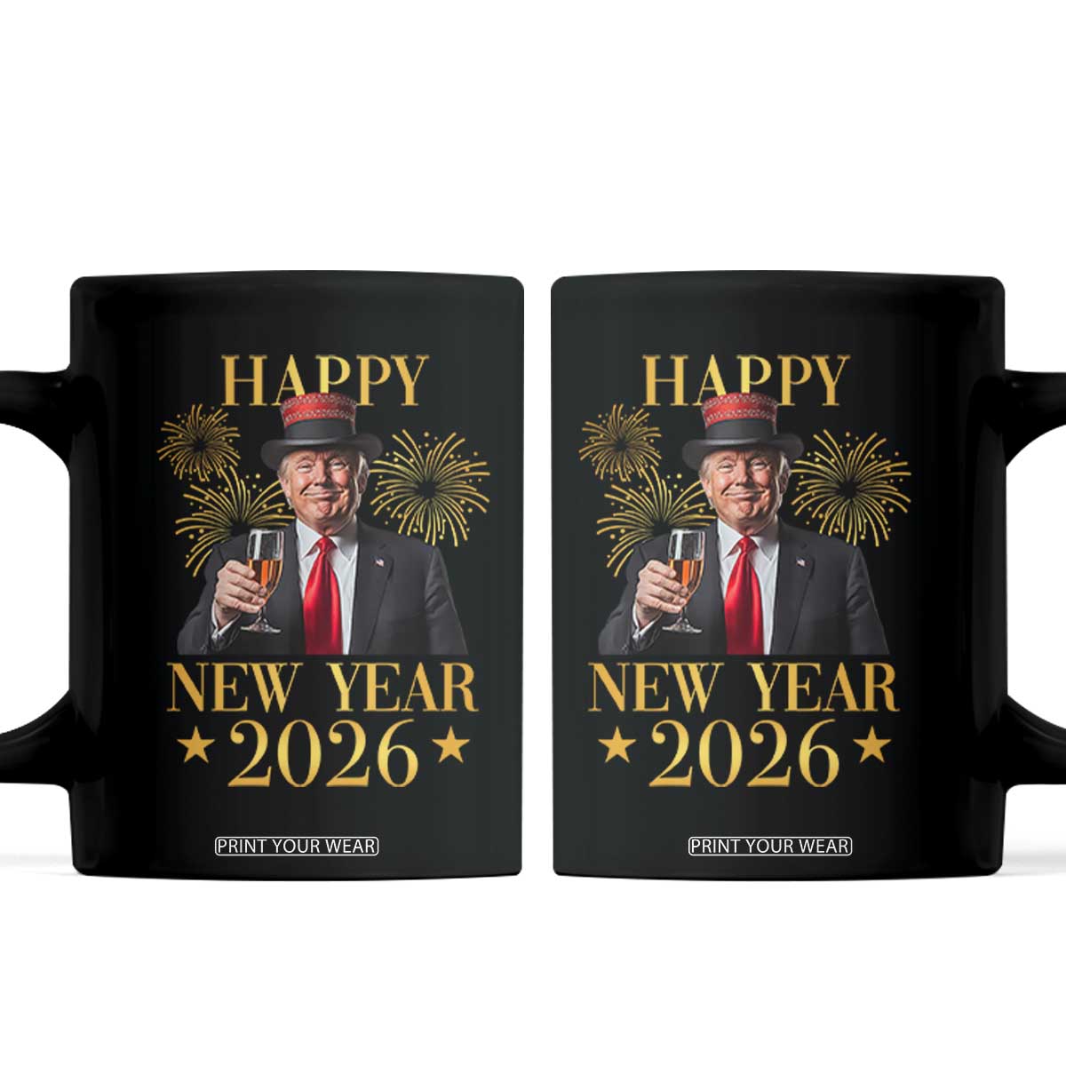 Trump Happy New Year 2026 Coffee Mug New America Golden Age TS02 Black Print Your Wear