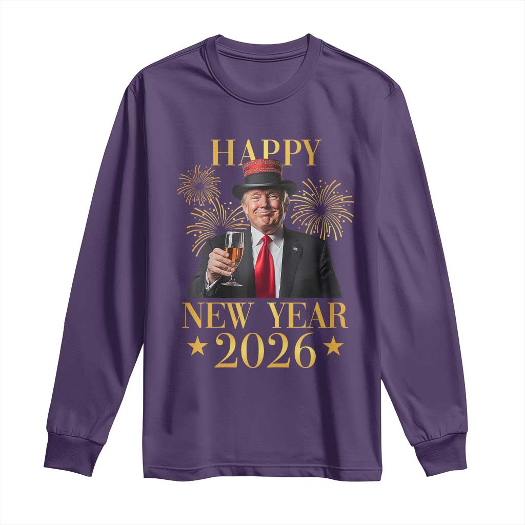 Trump Happy New Year 2026 Long Sleeve Shirt New America Golden Age TS02 Purple Print Your Wear