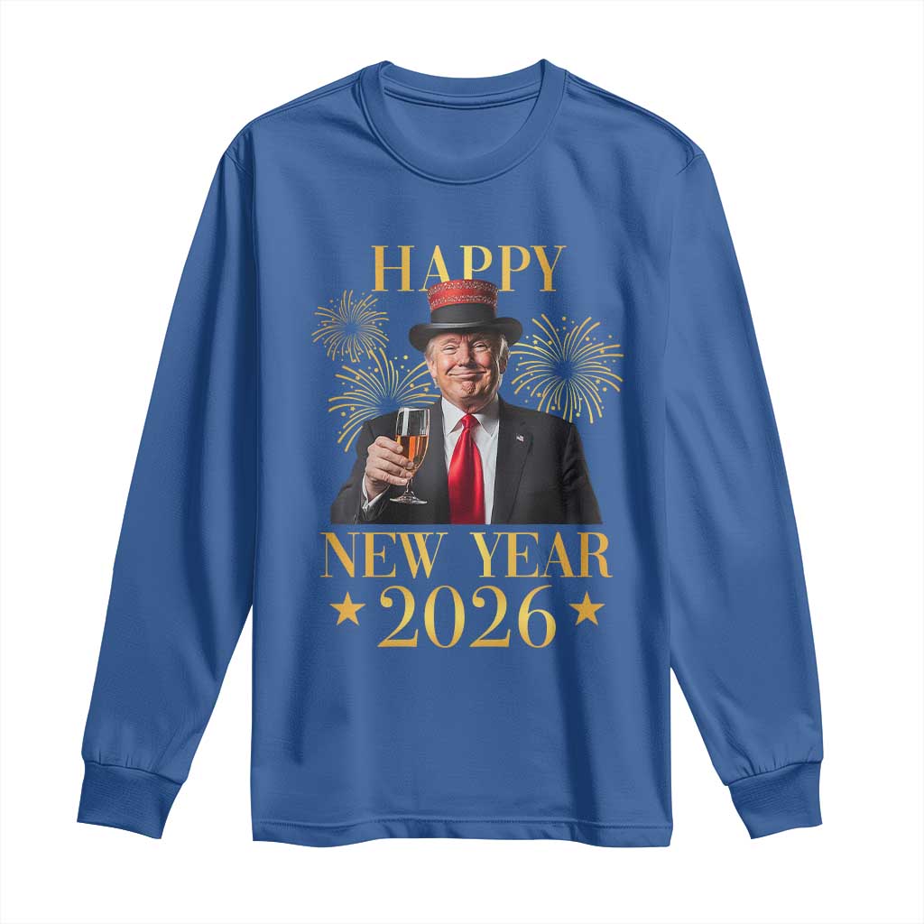 Trump Happy New Year 2026 Long Sleeve Shirt New America Golden Age TS02 Royal Blue Print Your Wear