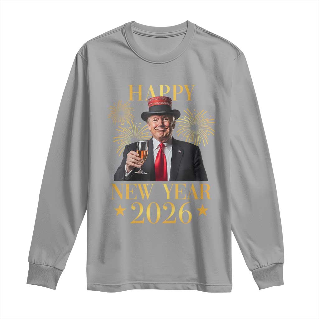 Trump Happy New Year 2026 Long Sleeve Shirt New America Golden Age TS02 Sport Gray Print Your Wear