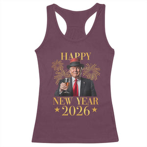 Trump Happy New Year 2026 Racerback Tank Top New America Golden Age TS02 Maroon Print Your Wear