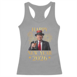 Trump Happy New Year 2026 Racerback Tank Top New America Golden Age TS02 Sport Gray Print Your Wear