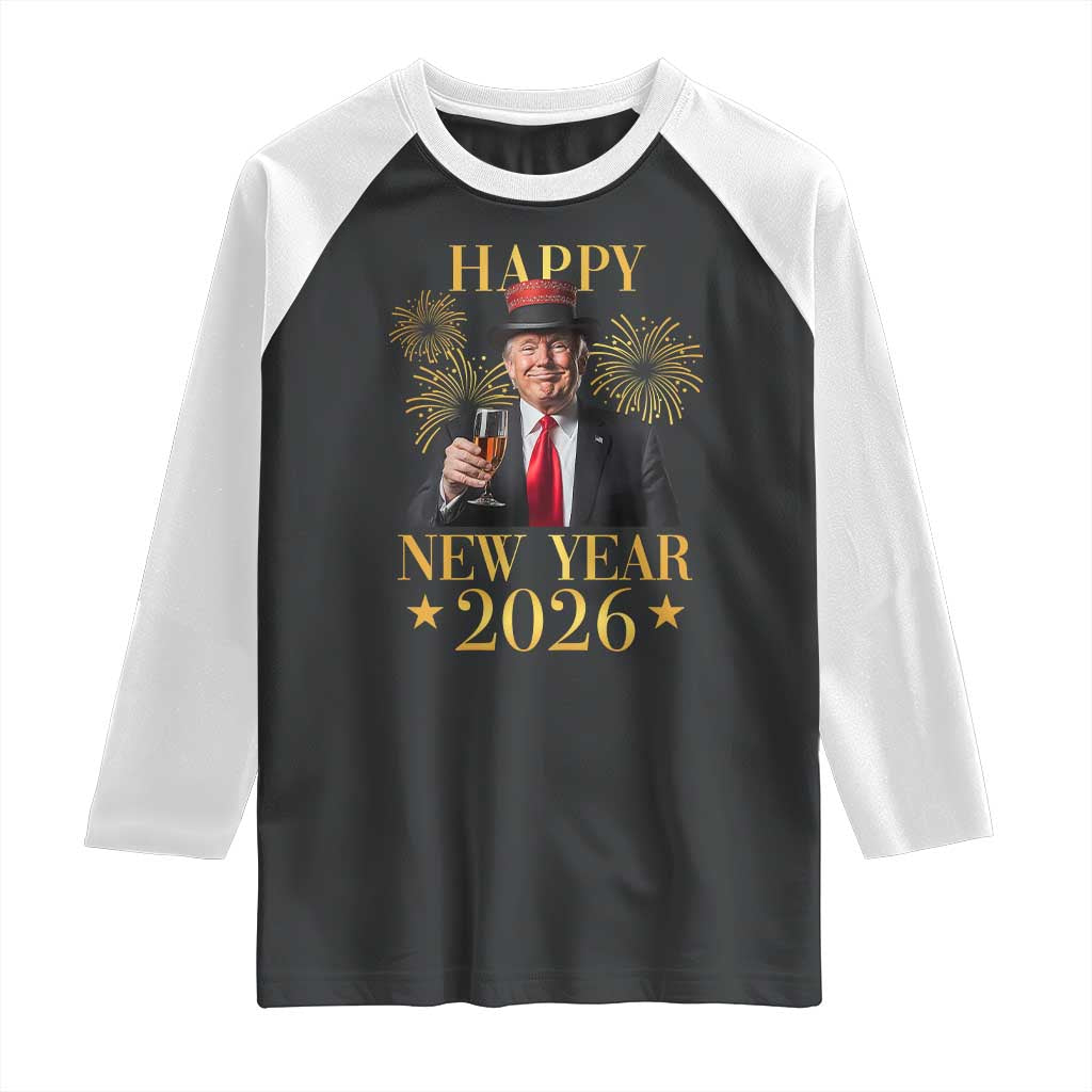 Trump Happy New Year 2026 Raglan Shirt New America Golden Age TS02 Black White Print Your Wear