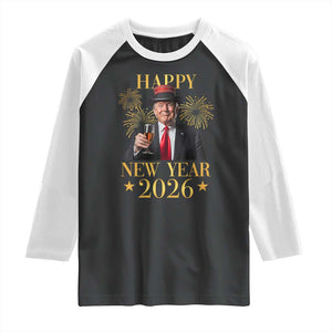 Trump Happy New Year 2026 Raglan Shirt New America Golden Age TS02 Black White Print Your Wear
