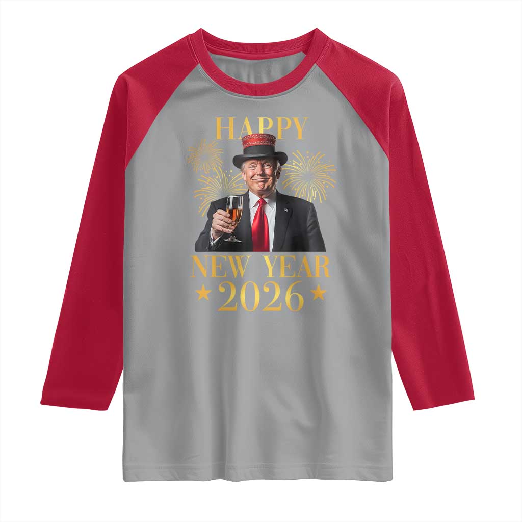 Trump Happy New Year 2026 Raglan Shirt New America Golden Age TS02 Sport Gray Red Print Your Wear