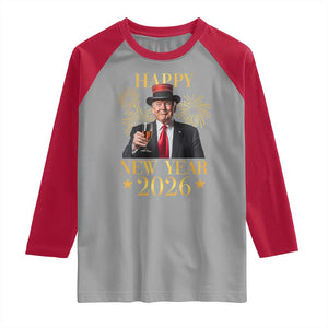 Trump Happy New Year 2026 Raglan Shirt New America Golden Age TS02 Sport Gray Red Print Your Wear