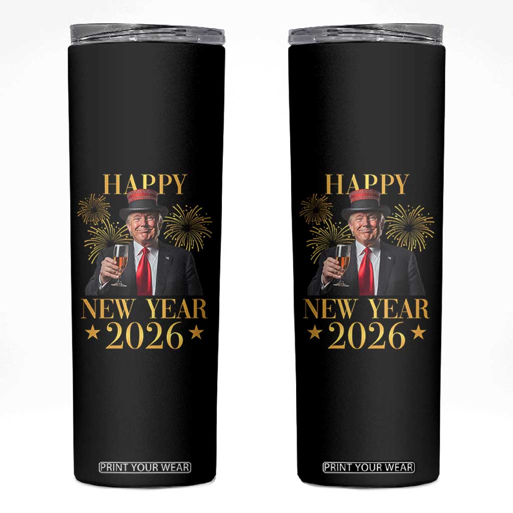 Trump Happy New Year 2026 Skinny Tumbler New America Golden Age TS02 Black Print Your Wear