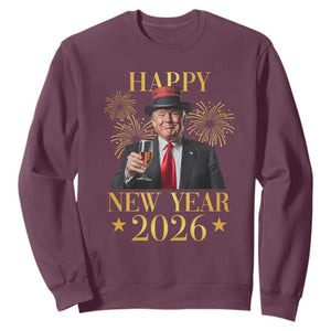 Trump Happy New Year 2026 Sweatshirt New America Golden Age TS02 Maroon Print Your Wear