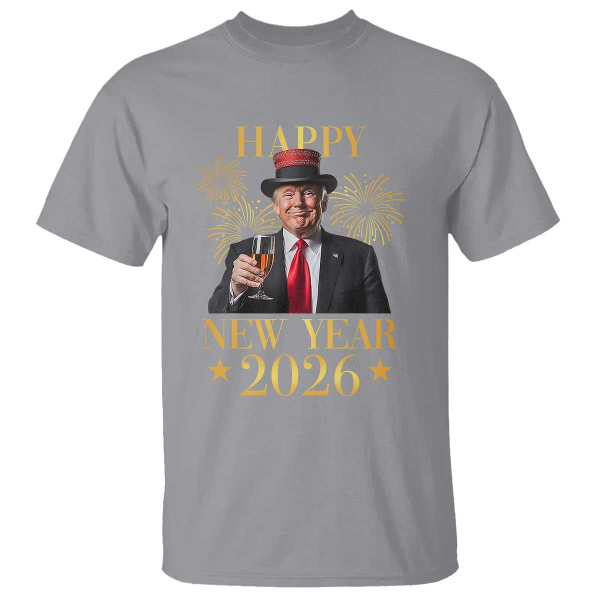 Trump Happy New Year 2026 T Shirt New America Golden Age TS02 Sport Gray Print Your Wear