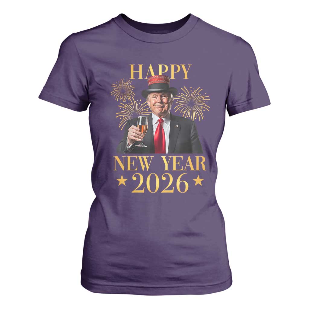 Trump Happy New Year 2026 T Shirt For Women New America Golden Age TS02 Purple Print Your Wear