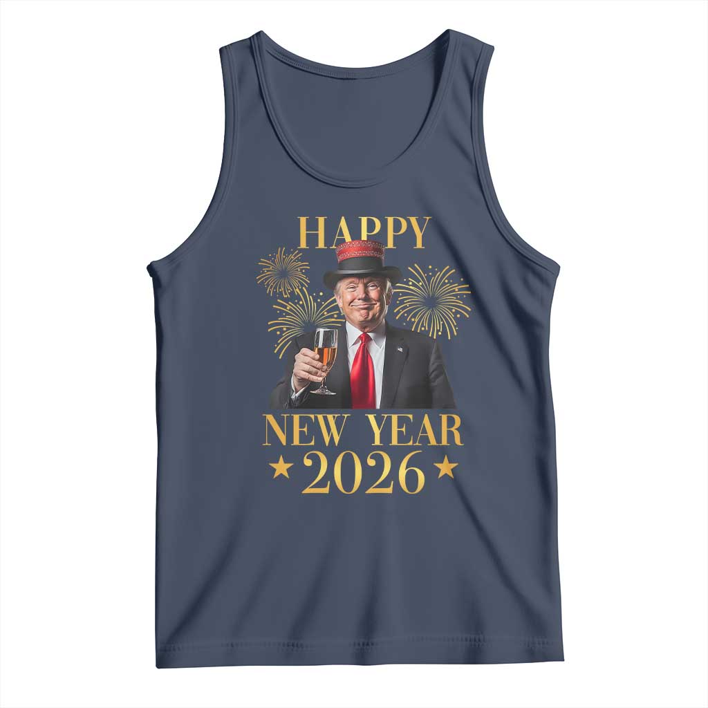 Trump Happy New Year 2026 Tank Top New America Golden Age TS02 Navy Print Your Wear