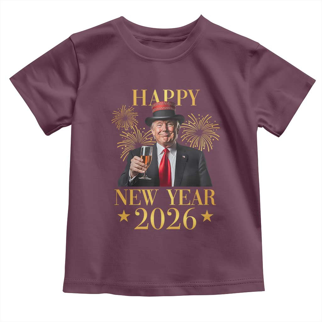 Trump Happy New Year 2026 Toddler T Shirt New America Golden Age TS02 Maroon Print Your Wear