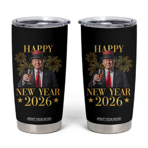 Trump Happy New Year 2026 Tumbler Cup New America Golden Age TS02 Black Print Your Wear