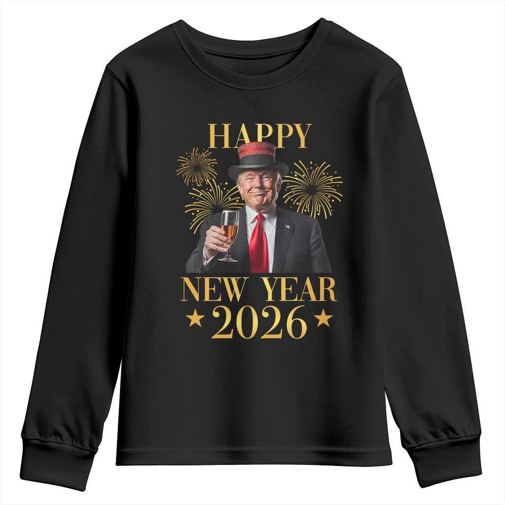 Trump Happy New Year 2026 Youth Sweatshirt New America Golden Age TS02 Black Print Your Wear