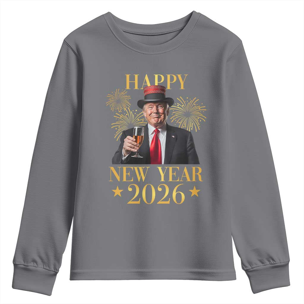 Trump Happy New Year 2026 Youth Sweatshirt New America Golden Age TS02 Charcoal Print Your Wear