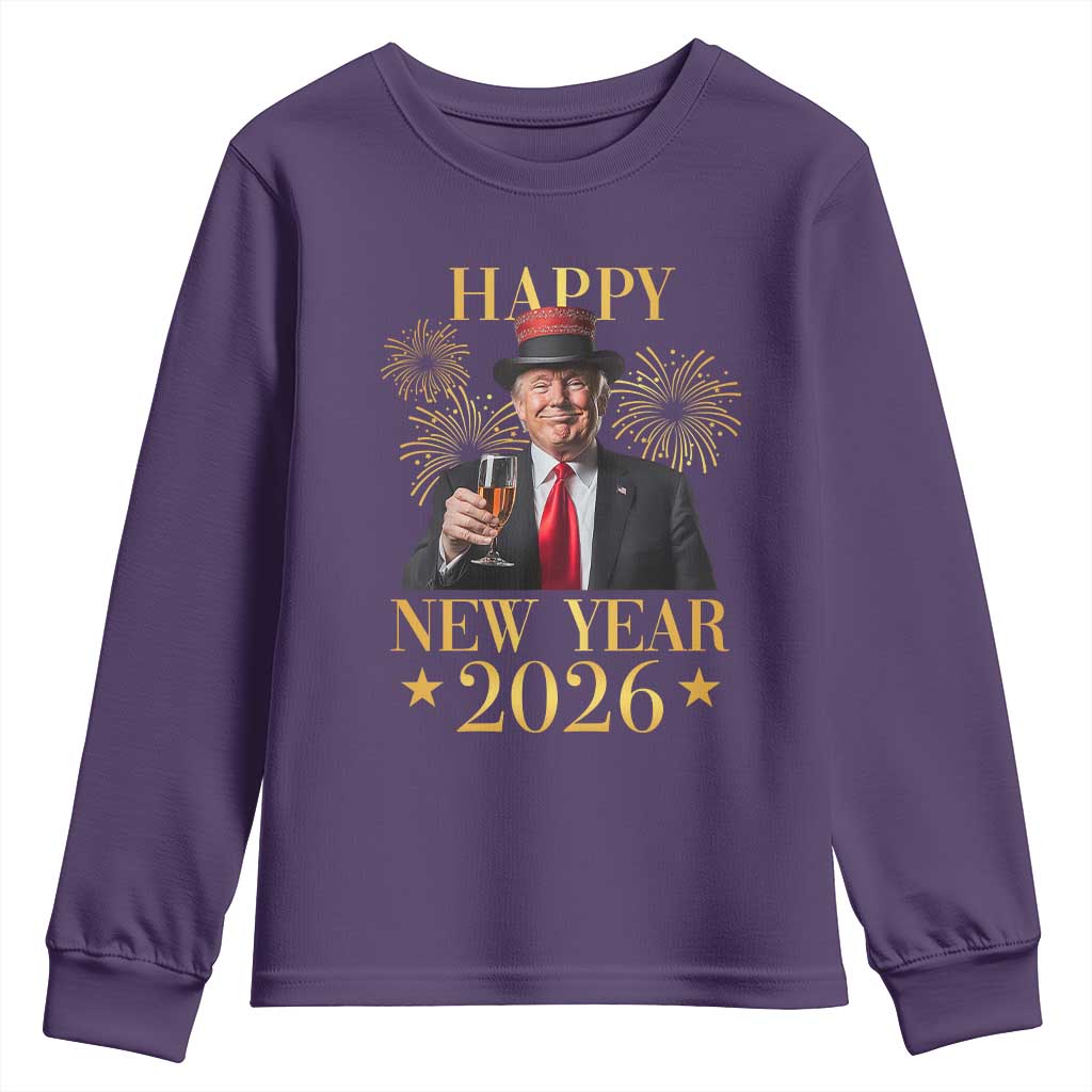 Trump Happy New Year 2026 Youth Sweatshirt New America Golden Age TS02 Purple Print Your Wear