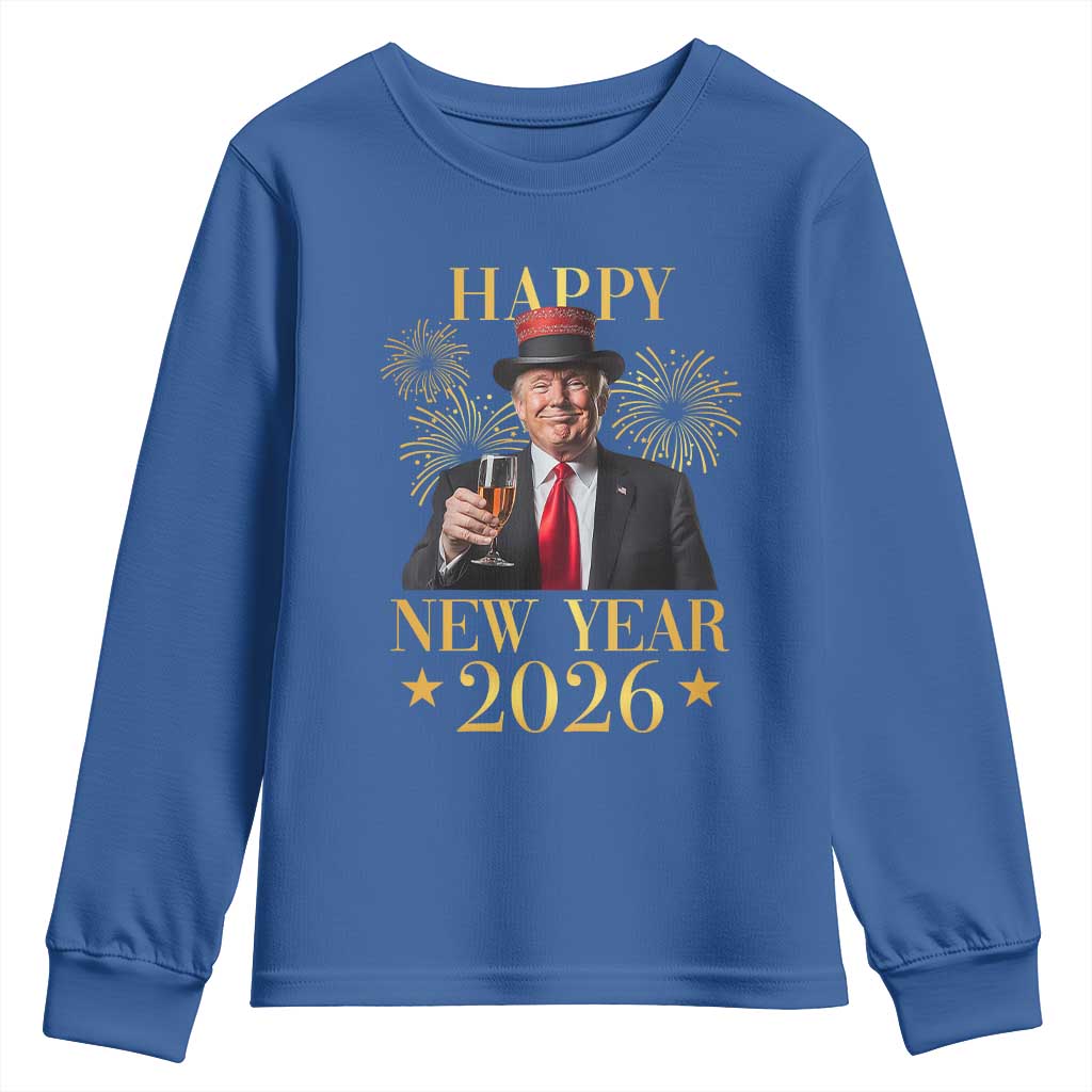 Trump Happy New Year 2026 Youth Sweatshirt New America Golden Age TS02 Royal Blue Print Your Wear
