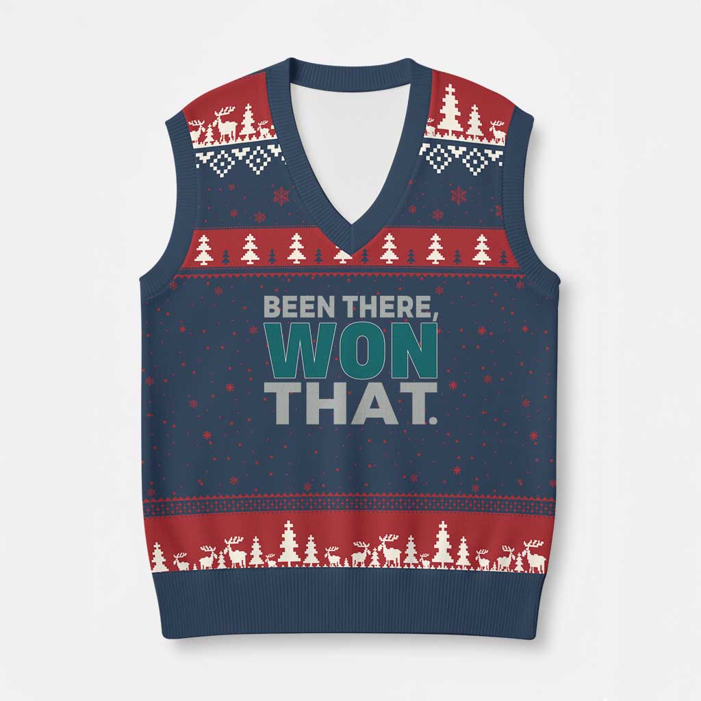 Been There Won That V-Neck Knit Sweater Vest Victory for Football Fans TS02 Navy Red Print Your Wear