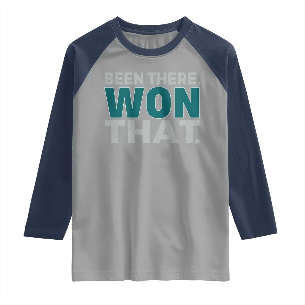 Been There Won That Raglan Shirt Victory for Football Fans TS02 Sport Gray Navy Print Your Wear