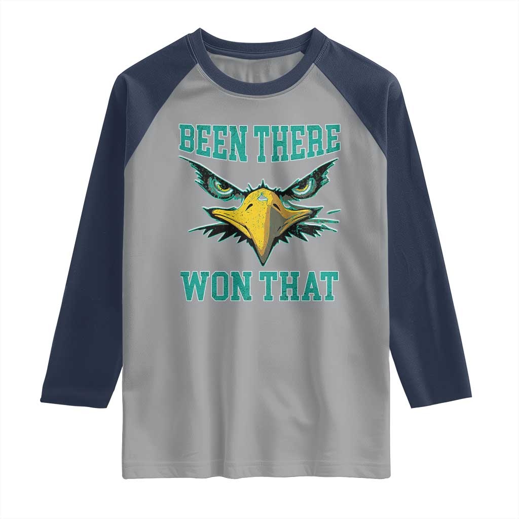 Been There Won That Raglan Shirt Fierce Eagle Eyes TS02 Sport Gray Navy Print Your Wear