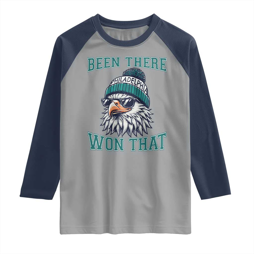 Been There Won That Fierce Eagle Graphic Raglan Shirt TS02 Sport Gray Navy Print Your Wear