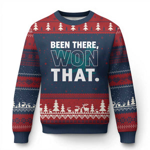 Been There Won That Ugly Christmas Sweater Game Day Champions Sport Fans TS02 Navy Red Print Your Wear