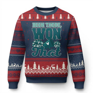 Been There Won That Cheer Spirit Ugly Christmas Sweater Game Day Champions Sport Fans TS02 Navy Red Print Your Wear