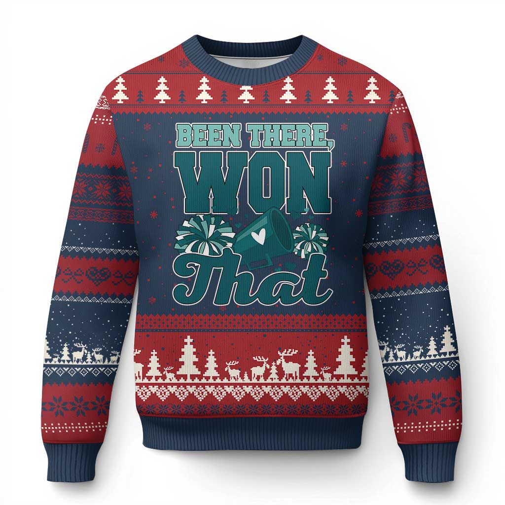 Been There Won That Cheer Spirit Ugly Christmas Sweater Game Day Champions Sport Fans TS02 Navy Red Print Your Wear
