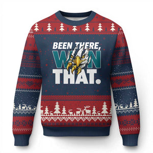 Been There Won That Fierce Eagle Ugly Christmas Sweater Game Day Champions Sport Fans TS02 Navy Red Print Your Wear
