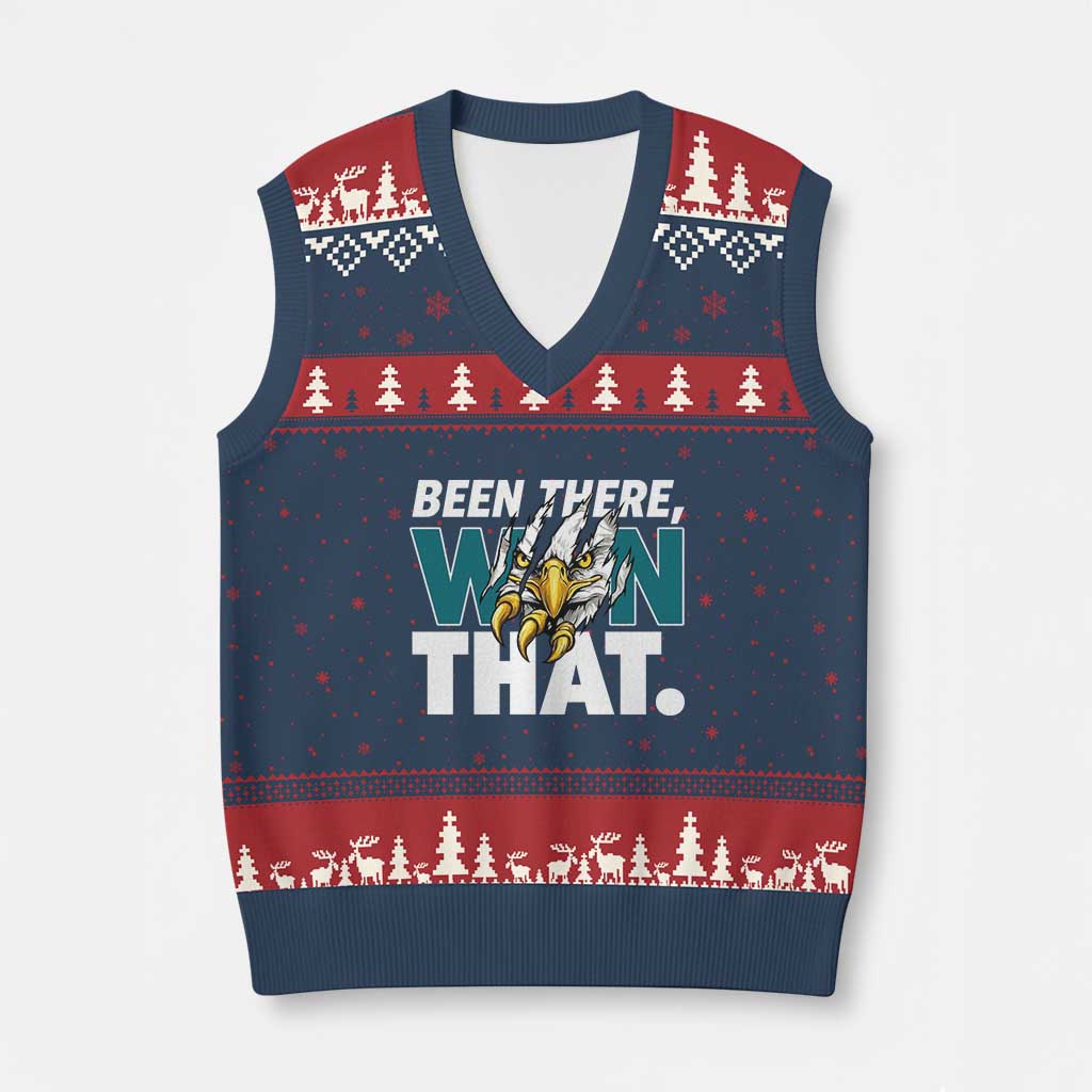 Been There Won That Fierce Eagle V-Neck Knit Sweater Vest Game Day Champions Sport Fans TS02 Navy Red Print Your Wear