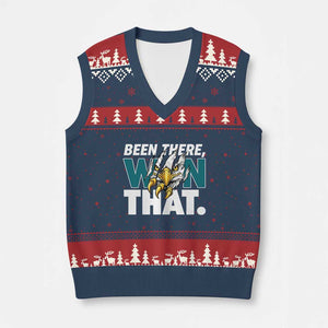 Been There Won That Fierce Eagle V-Neck Knit Sweater Vest Game Day Champions Sport Fans TS02 Navy Red Print Your Wear