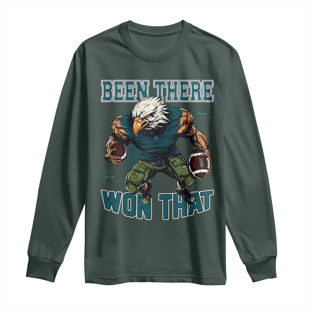 Been There Won That Fierce Football Graphic Long Sleeve Shirt Game Day Champions Sport Fans TS02 Dark Forest Green Print Your Wear