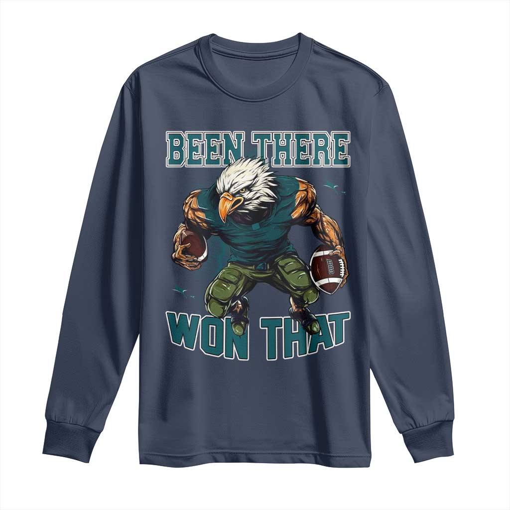 Been There Won That Fierce Football Graphic Long Sleeve Shirt Game Day Champions Sport Fans TS02 Navy Print Your Wear