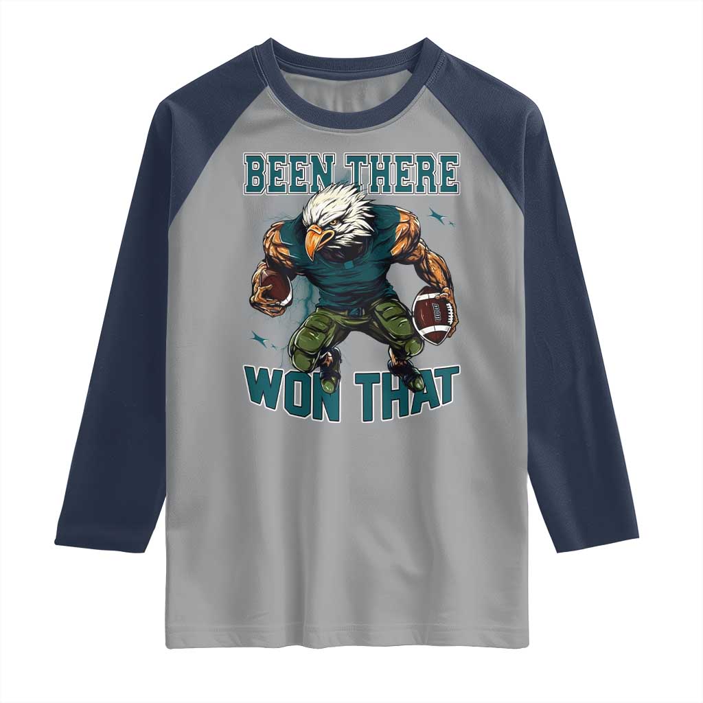 Been There Won That Fierce Football Graphic Raglan Shirt Game Day Champions Sport Fans TS02 Sport Gray Navy Print Your Wear