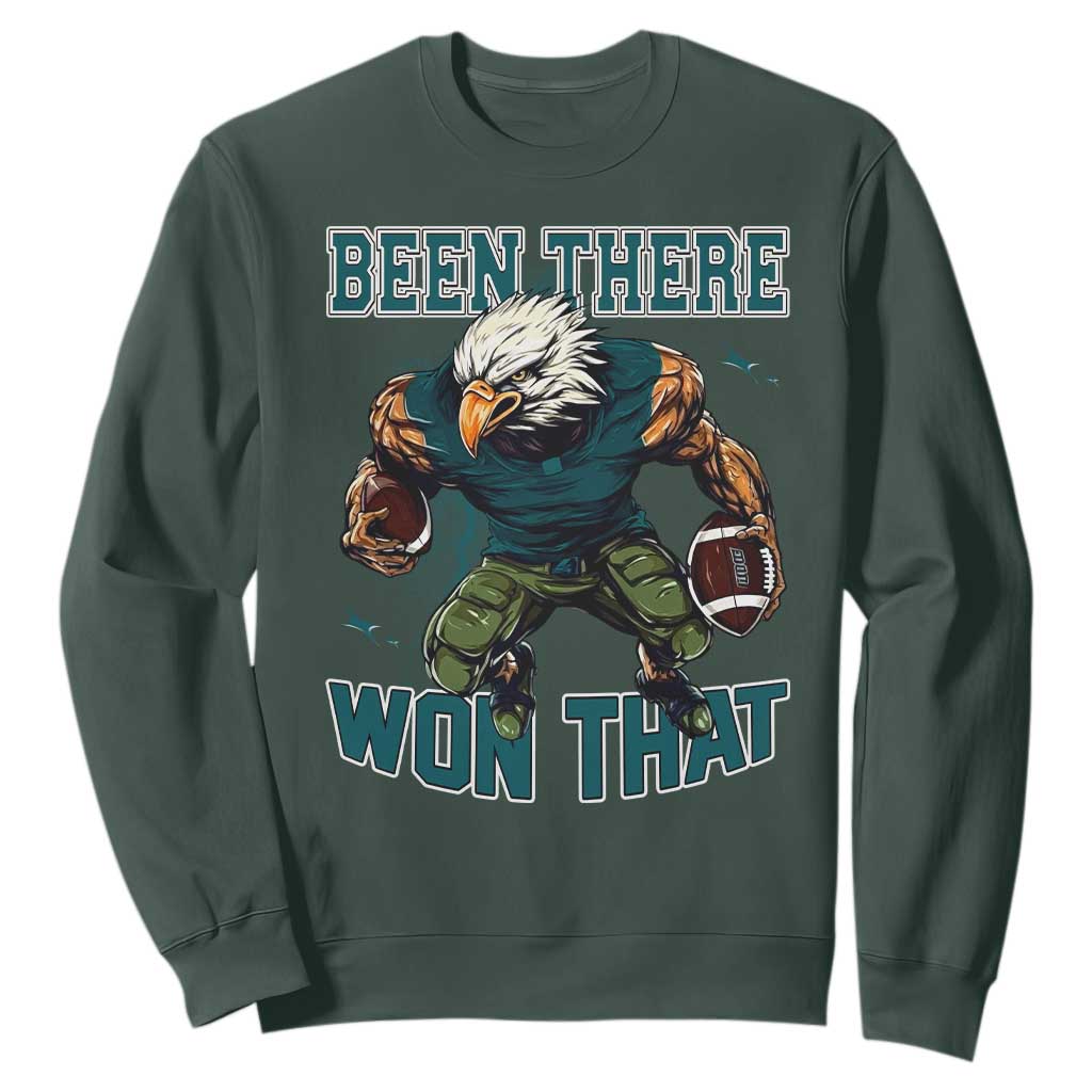 Been There Won That Fierce Football Graphic Sweatshirt Game Day Champions Sport Fans TS02 Dark Forest Green Print Your Wear